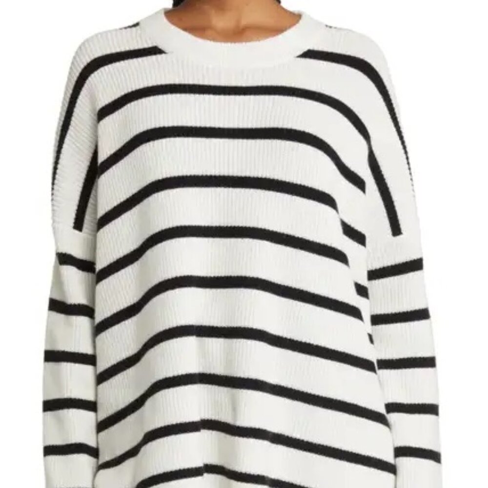 Nordstrom Stripe Oversize Organic Cotton & Wool Crewneck Sweater